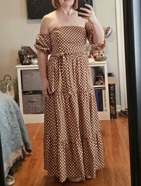 Flora Bea Brown Polka Dot Maxi Dress #Pretty Woman Dress